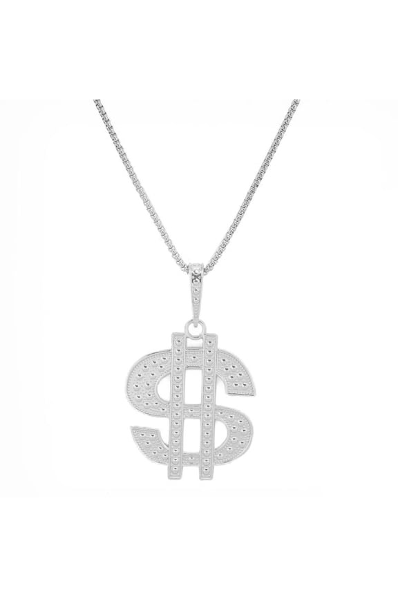 HN020:Hip-Hop Style Necklace,Dollar Sign Necklaces Money Necklace for Women And Men silver