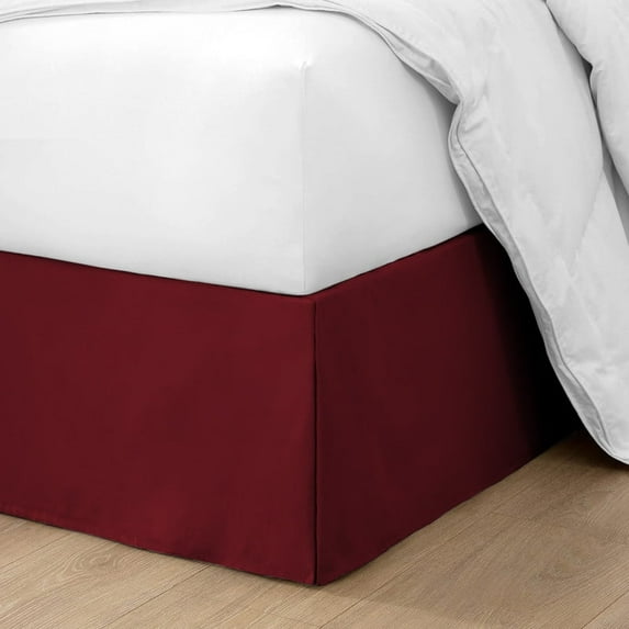 HNB Store 11" inch Drop Pleated Bed Skirt Twin Size Microfiber Made Burgundy Bedskirt