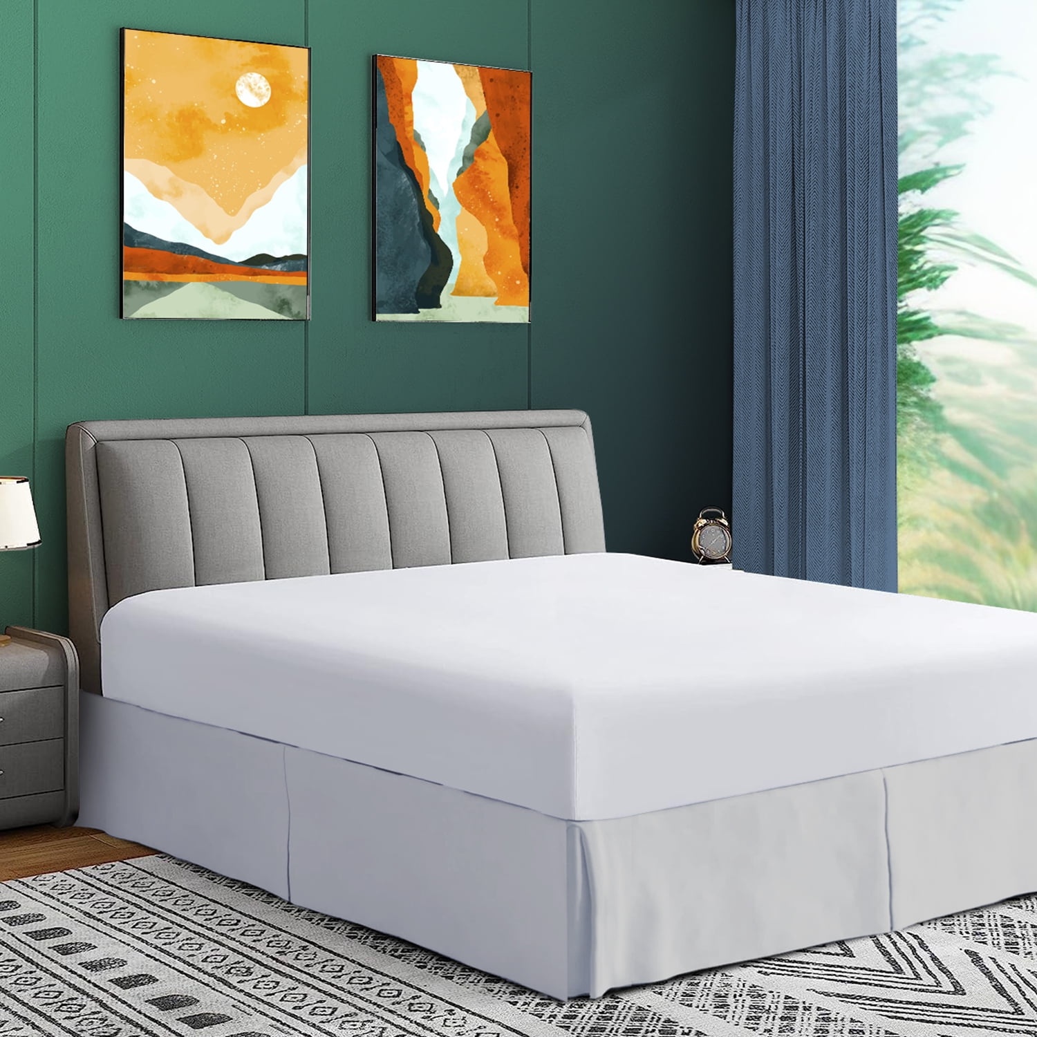 HNB Store 14" Inch Drop Pleated Bed Skirt Olympic Queen Size 100