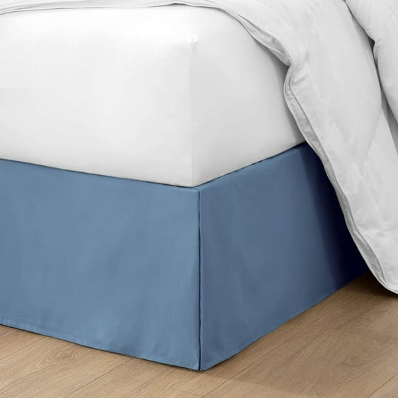 HNB Store 18" inch Drop Pleated Bed Skirt California King Size Microfiber Made Medit. Blue Bedskirt