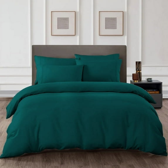 HNB Store 3pc Duvet Cover Set | 600 TC Egyptian Cotton | Full/Queen Size Duvet Cover with 2 Pillowcases | Teal | Solid