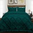 thumbnail image 1 of HNB Store 3pc Duvet Cover Set | Microfiber Made | Oversized King Size Duvet Cover with 2 Pillowcases | Teal | Diamond Ruffle, 1 of 7