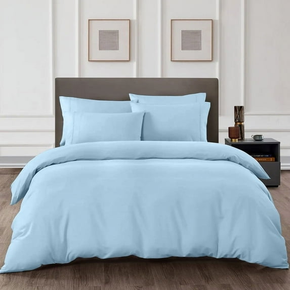 HNB Store 3pc Duvet Cover Set | Microfiber Made | Oversized Queen Size Duvet Cover with 2 Pillowcases | Light Blue | Solid