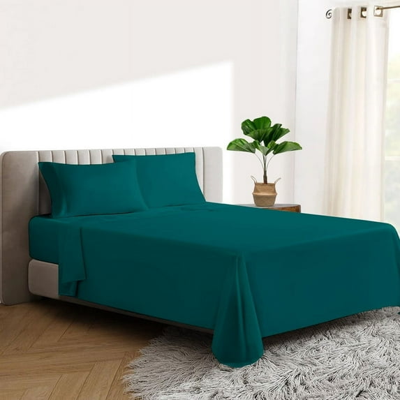 HNB Store 600 TC Egyptian Cotton RV King Bed Sheet Set Include's - 18" inch Deep 4 Piece Sheets | Teal Solid