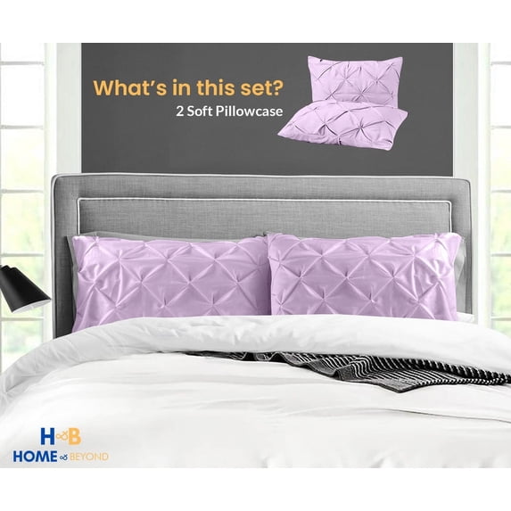 HNB Store Pillow cases Premium 600TC | Luxury Soft Egyptian Cotton Pillow Case | Euro Sham 26x26" inch | 2 Pieces Pillow Case | Lilac Pinch