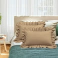 thumbnail image 1 of HNB Store Pillow cases Premium 600TC | Luxury Soft Egyptian Cotton Pillow Case | Standard 20x26" inch | 2 Pieces Pillow Case | Taupe Ruffled, 1 of 8