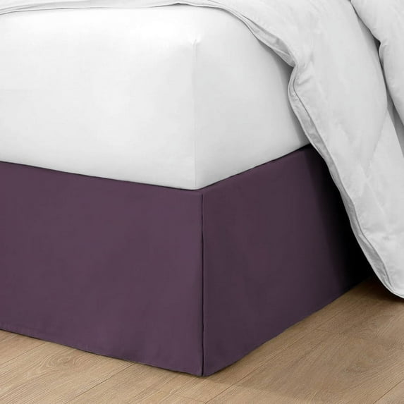 HNB Store Pleated Bed Skirt Easy Fit 18" in Drop | Microfiber | King Size Bedskirt | Plum