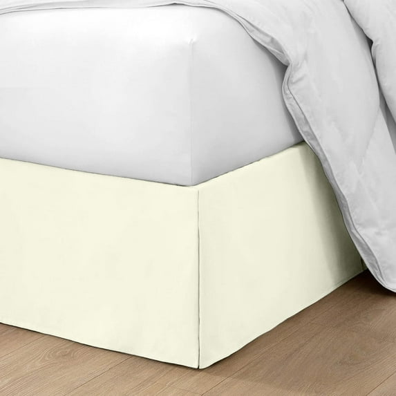 HNB Store Pleated Bed Skirt Easy Fit 18" inch Drop | Microfiber Made | Short Queen | Ivory