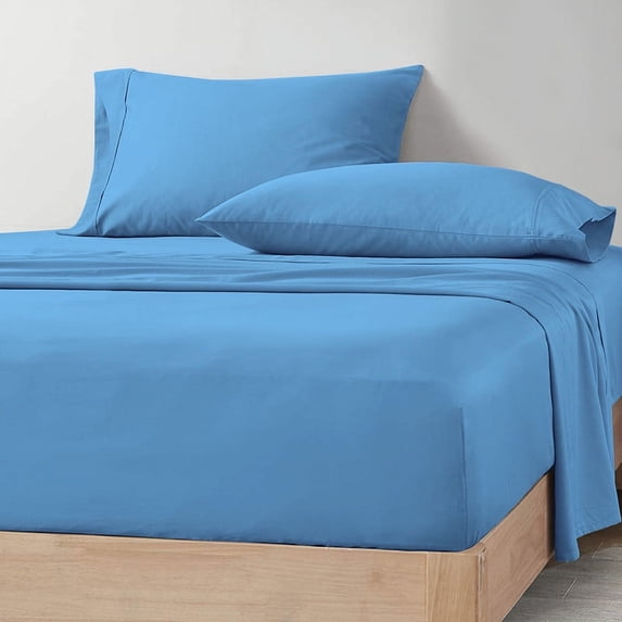 HNB Store RV Bunk Sheet Set 28X75" Cot Bed 1000 TC Egyptian Cotton Camper 4Pcs Sheets & Pillowcase 8" Deep pocket Mediterranean Blue