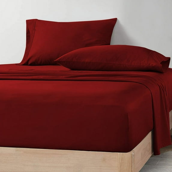 HNB Store RV Bunk Sheet Set 32X79" Truck Sleeper 1000 TC Egyptian Cotton Camper 4Pcs Sheets & Pillowcase 8" Deep pocket Burgundy