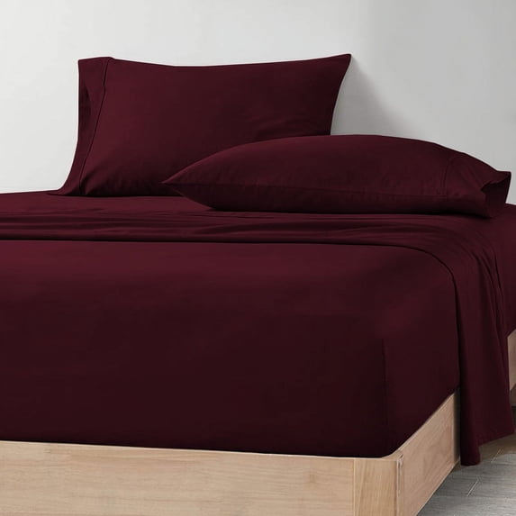 HNB Store RV Bunk Sheet Set Three - Quarter 1000 TC Egyptian Cotton Camper 4Pcs Sheets & Pillowcase 8" Deep pocket Wine