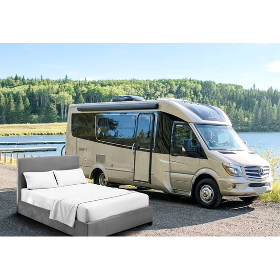 HNB Store RV Sheet Set Bunk 32X79" Truck Sleeper 600 TC Egyptian Cotton Solid Camper 8" Deep Pocket White