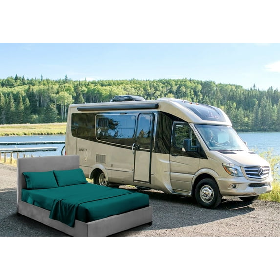 HNB Store RV Sheet Set Bunk 35X72" Cot Bed 600 TC Egyptian Cotton Solid Camper 6" Deep Pocket Teal
