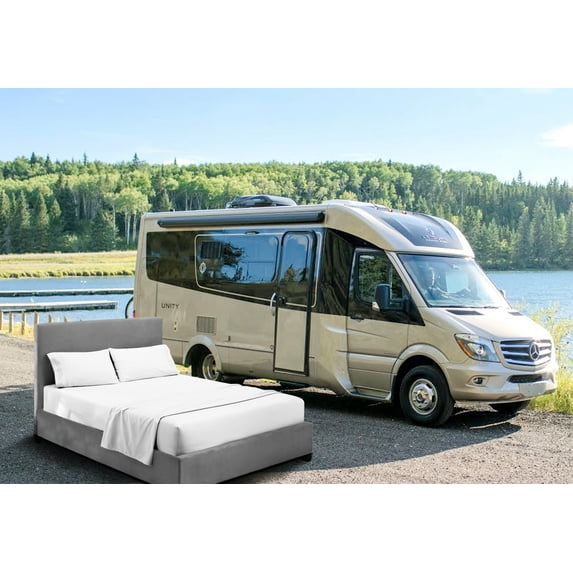 HNB Store RV Sheet Set Bunk 35X72" Cot Bed 600 TC Egyptian Cotton Solid Camper 6" Deep Pocket White