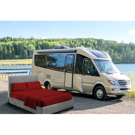HNB Store RV Sheet Set Bunk 36X76" Truck Sleeper 600 TC Egyptian Cotton Solid Camper 10" Deep Pocket Burgundy