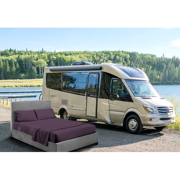 HNB Store RV Sheet Set Bunk 42X80" Truck Sleeper 600 TC Egyptian Cotton Solid Camper 6" Deep Pocket Plum
