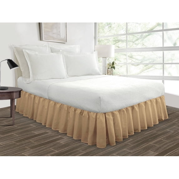 HNB Store Ruffled Bed Skirt Easy Fit 11" inch Drop | Microfiber Made | King Size Bedskirt | Taupe