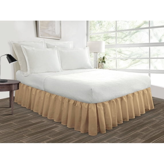 HNB Store Ruffled Bed Skirt Easy Fit 12" inch Drop | Microfiber Made | Twin Size Bedskirt | Taupe