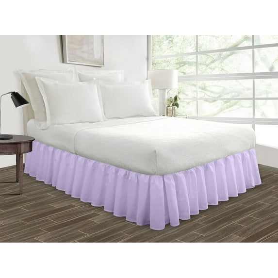 HNB Store Ruffled Bed Skirt Easy Fit 21"in Drop | Microfiber Made | King Size Bedskirt | Lilac