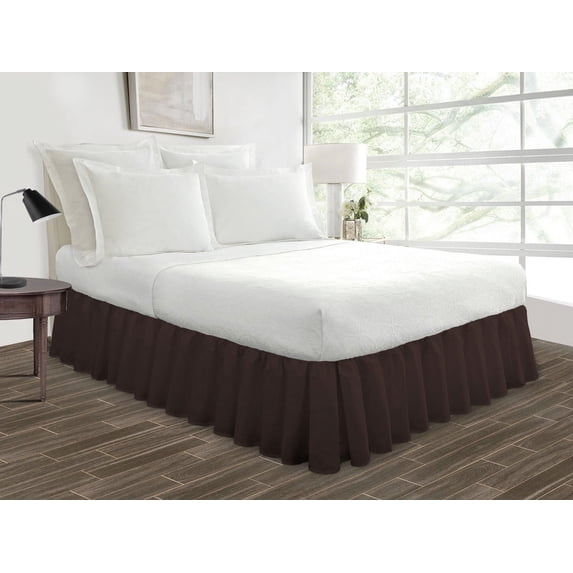 HNB Store Ruffled Bed Skirt Easy Fit 21" inch Drop | Microfiber Made | Full | Chocolate