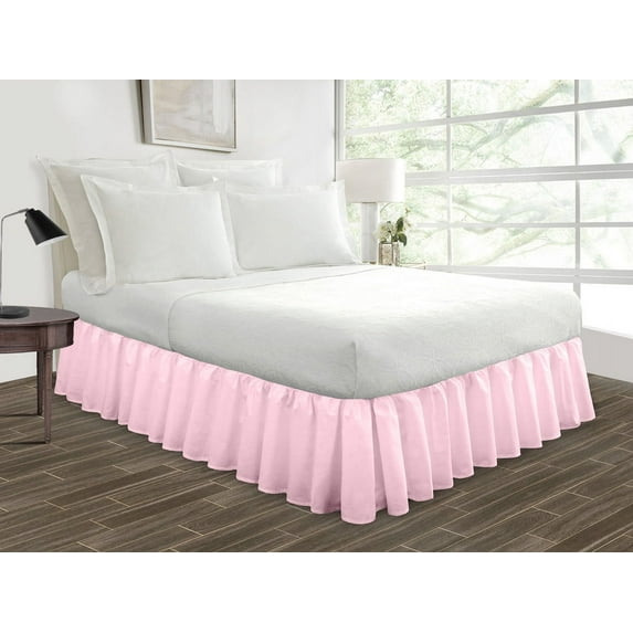 HNB Store Ruffled Bed Skirt Easy Fit 9"in Drop | Microfiber Made | Twin XL Size Bedskirt | Pink