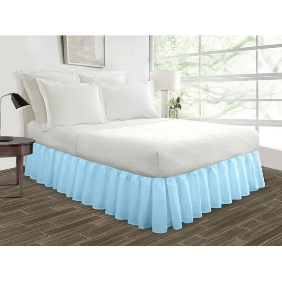 HNB Store Ruffled Bed Skirt Easy Fit 9" inch Drop | Microfiber Made | Twin XL | Light Blue