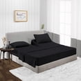 thumbnail image 1 of HNB Store Top Split Flex Sheet Set for Adjustable Bed 32" Split Head Cal King Black 100% Microfiber fits upto 18" Deep Pocket, 1 of 8