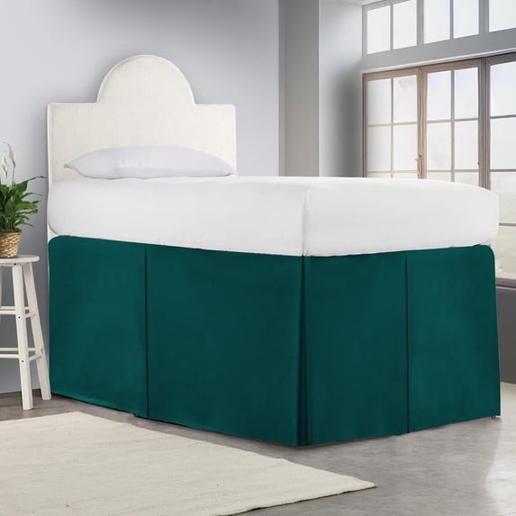 HNB Store Twin XL Dorm Bed Skirt | 28" inch Drop Length Pleated Dorm Bedskirt | Microfiber | Teal
