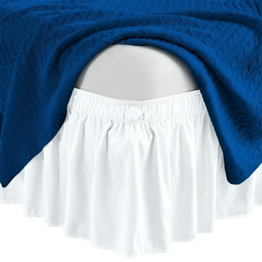 HNB Store Wrap Around Bed Skirt 14" inch Drop Easy Care Microfiber Bedskirts (Three-Quarter-White)