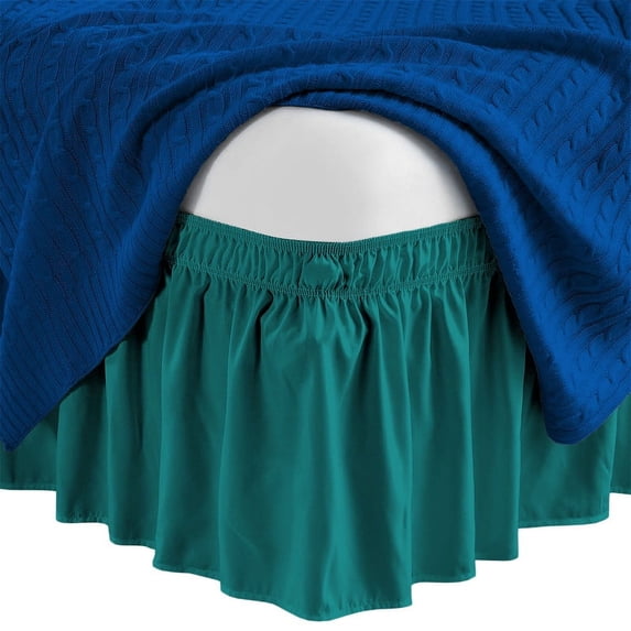 HNB Store Wrap Around Bed Skirt 21" inch Drop Easy Care Microfiber Made Bedskirts (Queen-Teal)