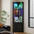 thumbnail image 1 of HNEBC 69" Tall Curio Display Cabinet with Glass Door and Movable Shelves,Corner Bookcase with LED Human Sensor Lights,5-Tier RGB Display Case for Collectibles,Bedroom Living Room, 1 of 9