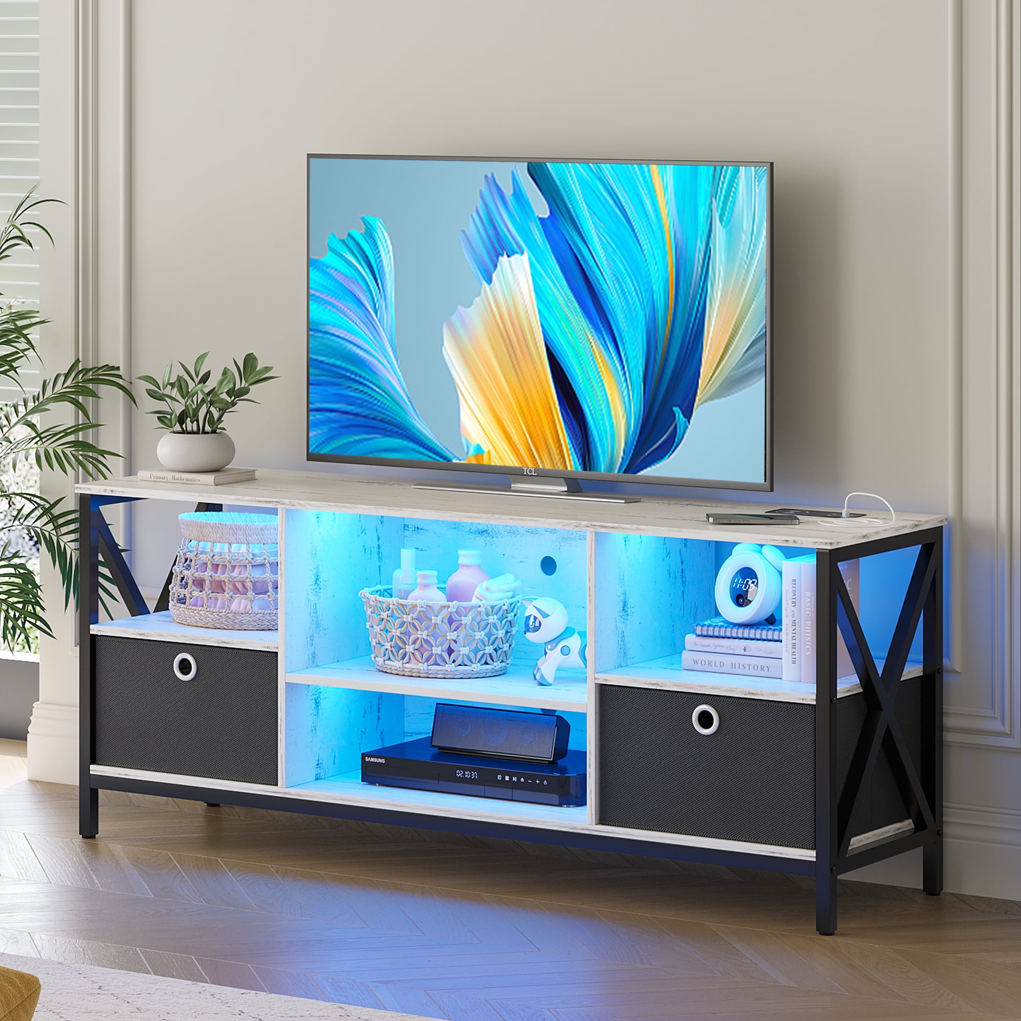 HNEBC LED TV Stand for TV up to 65 Inch, Entertainment Center with Body