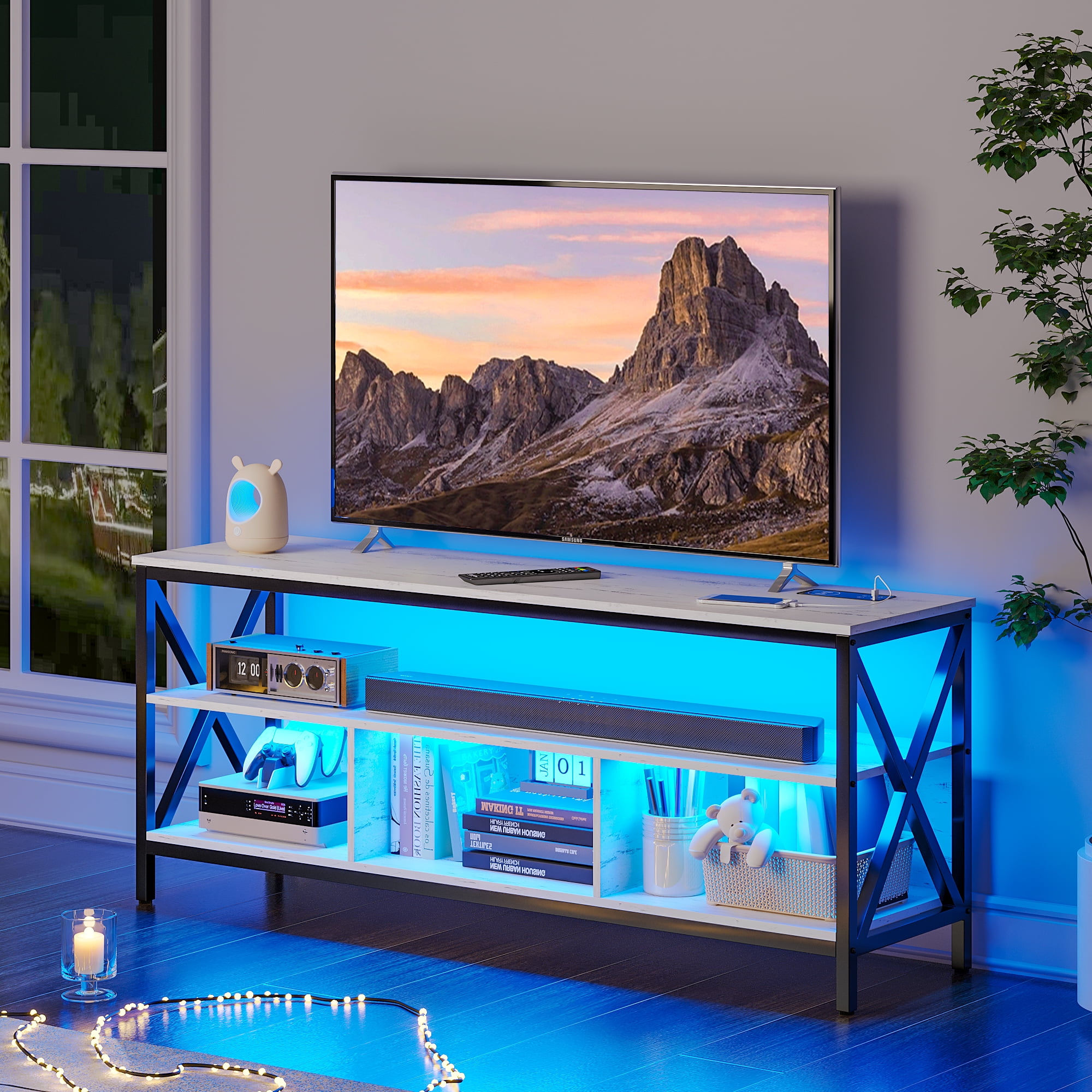 HNEBC LED TV Stand For 65 Inch TV Modern Entertainment Center With hnebc-led-tv-stand-for-65-inch-tv-modern-entertainment-center-with