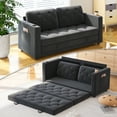 thumbnail image 1 of HNEBC Loveseat Sleeper Sofa, 63" W 81" L Full Size Futon Sofa Bed, 6.3" Thick Upholstery Pull Out Couch, Folding Couch Bed for Small Space, Convertible Floor Couch for Bedroom, Dark Grey, 1 of 8