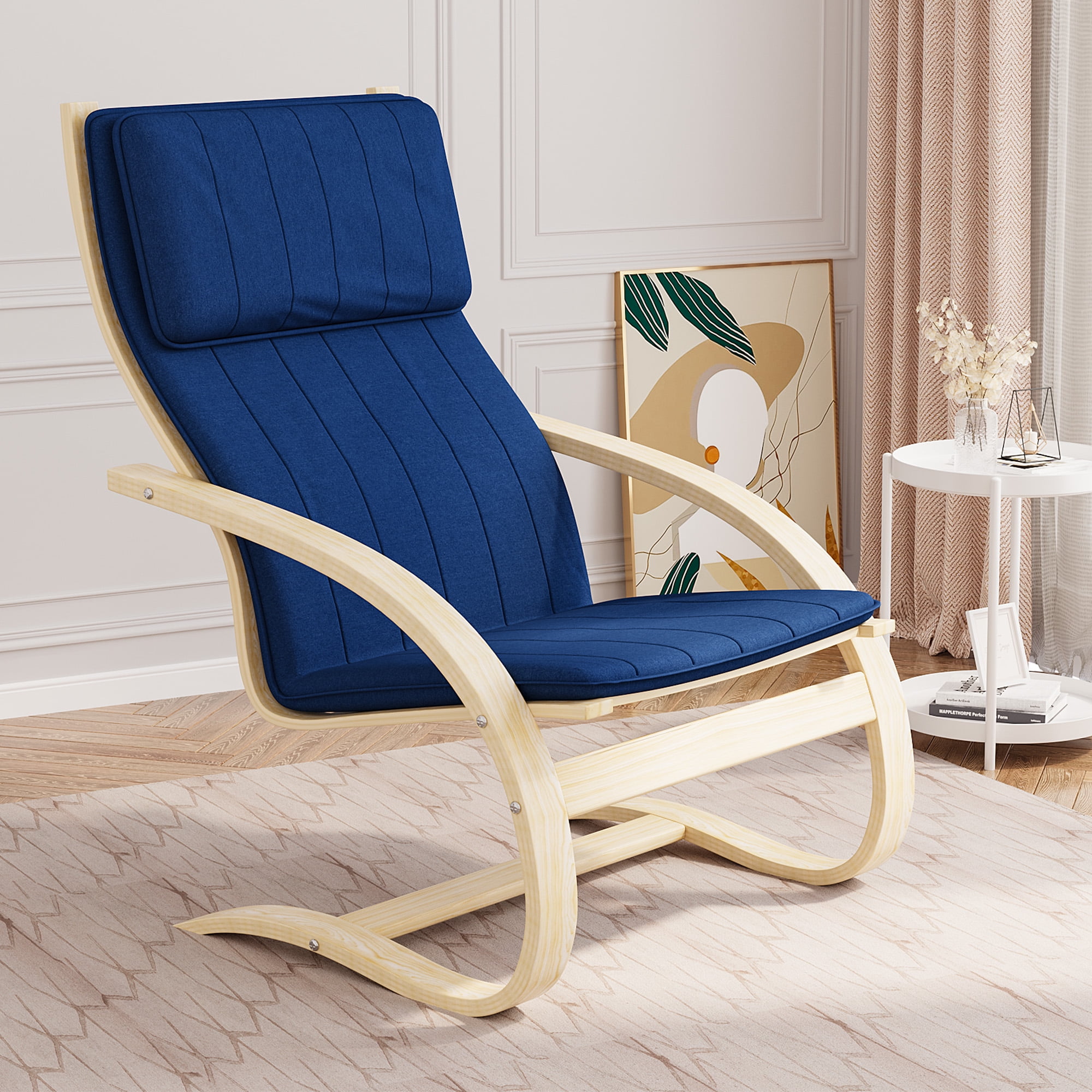 HNEBC Rocking Chair, Indoor Nursery Rocking Chair with Fabric Padded