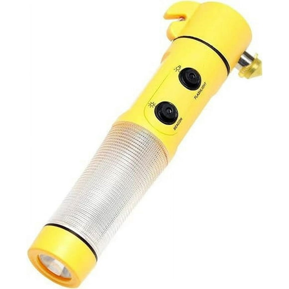 HNF Shop Safety Emergency Escape Tool, Seat Belt Cutter Window Breaker Hammer LED Flash Light Yellow
