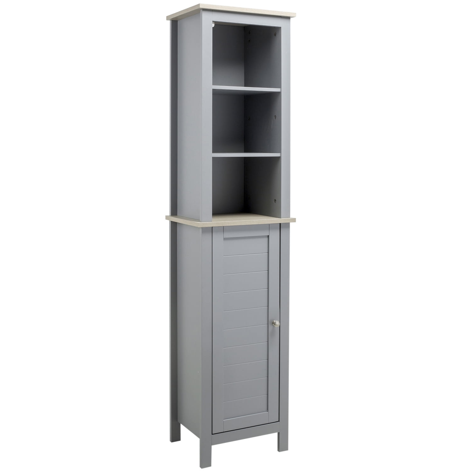 HNGKNG kleankin Tall Bathroom Storage Cabinet with 3 Tier Shelf Door ...