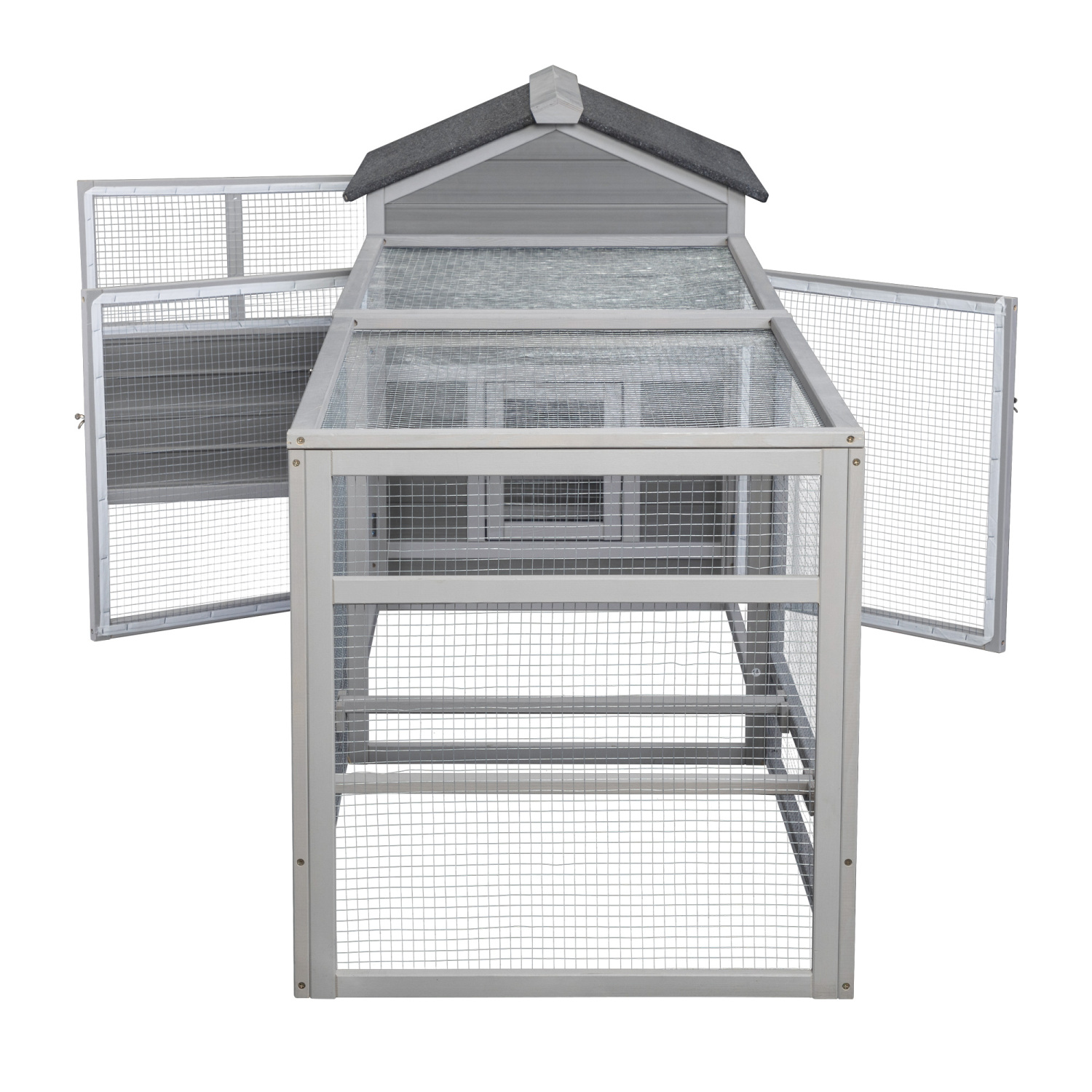 HNGMAOT Gray Wooden Chicken Coop with Ventilation Doors Nesting Box and