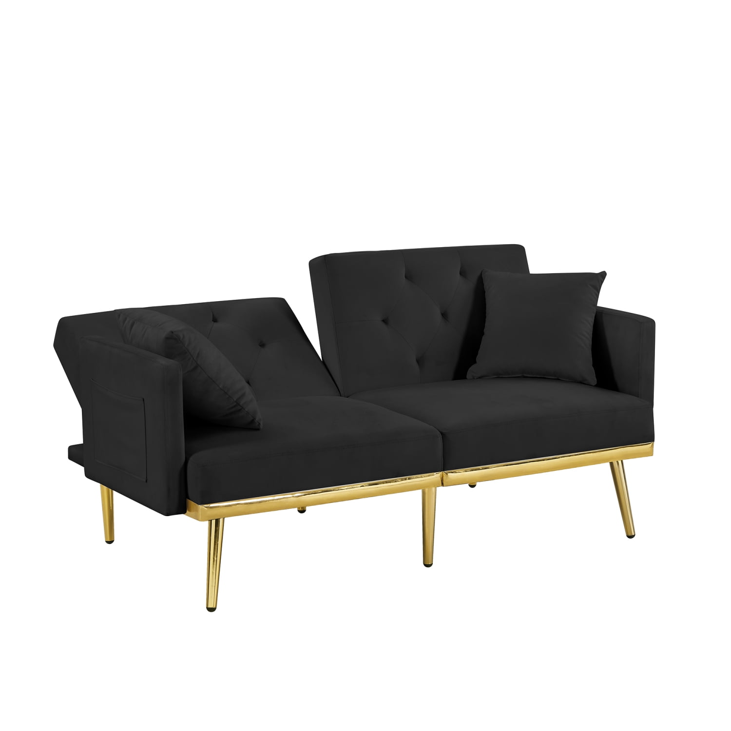 Elegant Black Velvet Sofa Bed with Luxurious Design and Comfortable