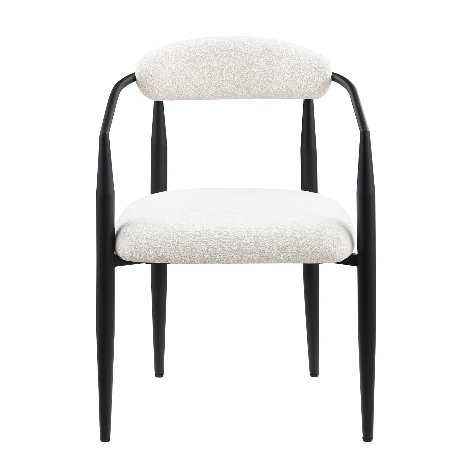 Set of 2 Stylish Woker Dining Chairs with Round Boucle Backrest and