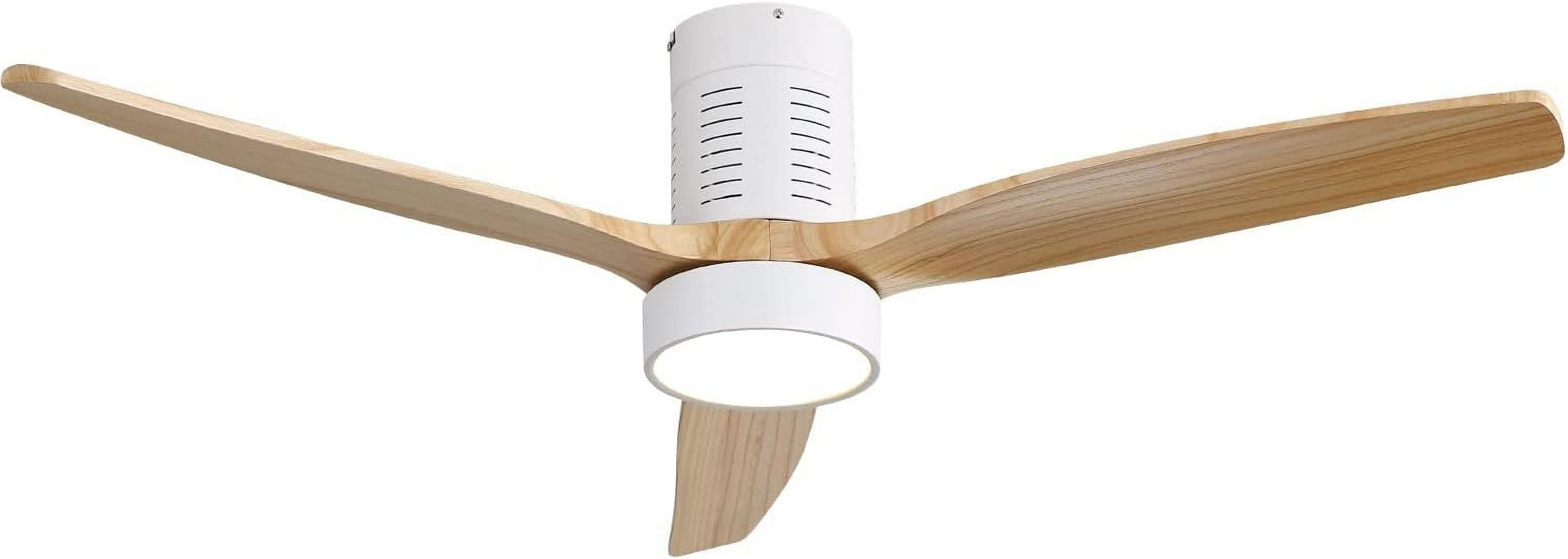 HNGMTNG 52 Inch Indoor Flush Mount Ceiling Fan With 3 Solid Wood Blades
