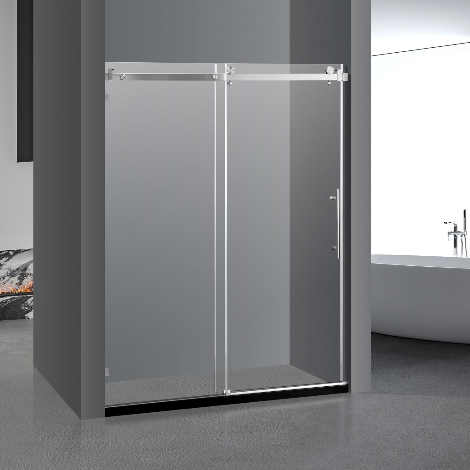 HNGMTON Frameless Sliding Glass Shower Doors 60” Width x 76”Height with ...