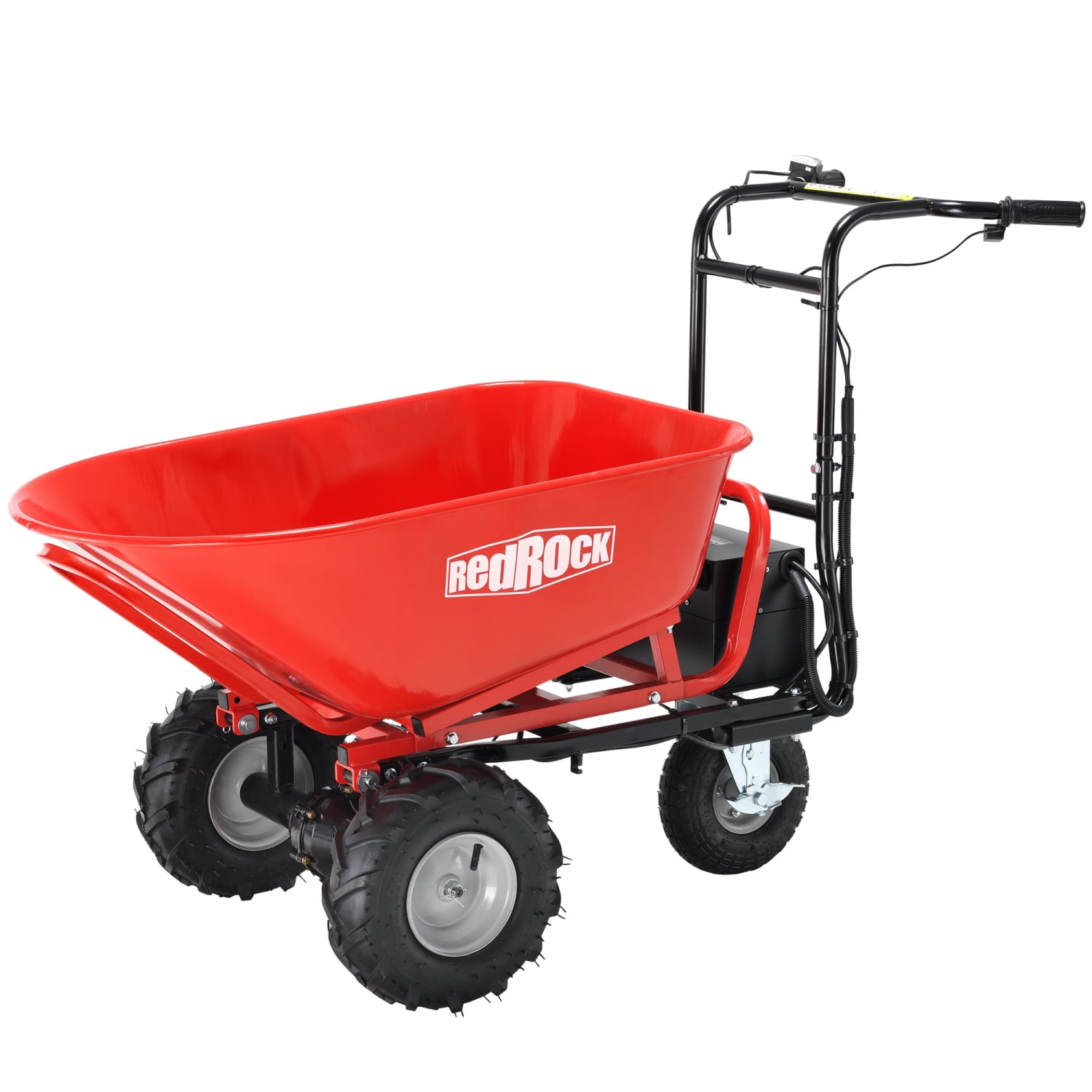 HNGMTON RedRock Wheelbarrow Utility Cart Electric Powered Cart 48V28Ah 500W Capacity 500lbs (230kg) Material Debris Hauler 1000lbs Towing