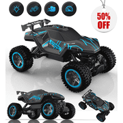 HNH 1:16 RC Car Remote Control Car, 60+min Monster Truck with Lights and Spray Function, All Terrain Off Road RC Monster Vehicle Truck for Kids, 2400Mah Battery
