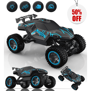 HNH 1:16 RC Car Remote Control Car, 60+min Monster Truck with Lights and Spray Function, All Terrain Off Road RC Monster Vehicle Truck for Kids, 2400Mah Battery