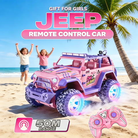 HNH 1:16 Scale Remote Control Car for Girls, Pink Rc Truck with LED Light and Spray, 2.4GHz Kids RC Monster Truck Toy for Kids Gift