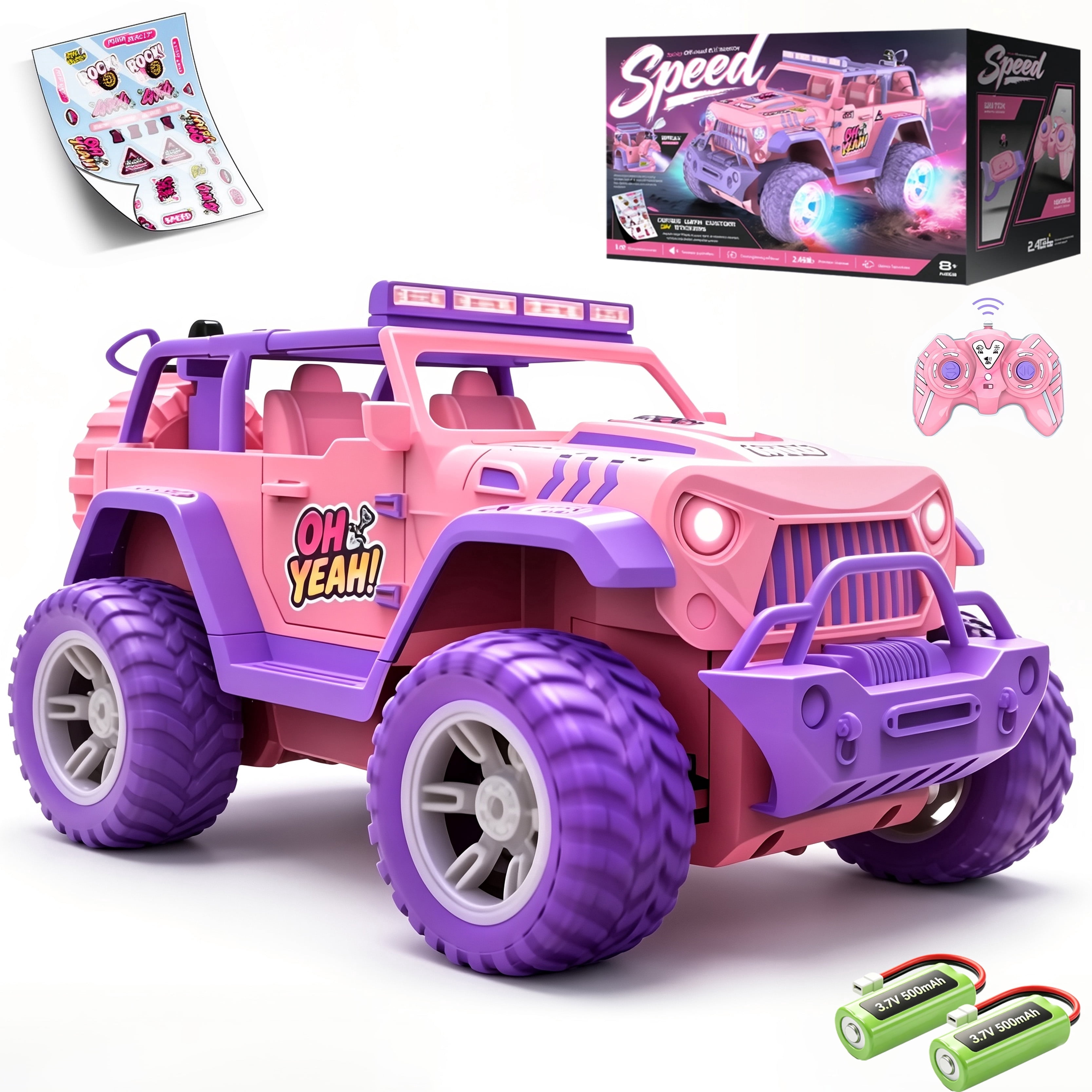 HNH 1:16 Pink RC Monster Truck, Off Road RC Cars for Girls Age 4-12 Birthday Gift