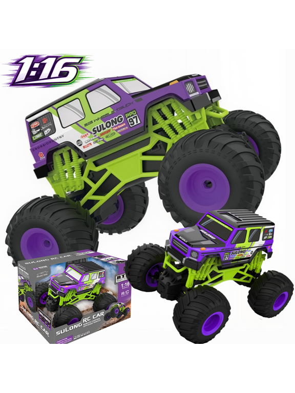 1:16 Remote Control Car, Off Road RC Monster Truck, 20 Km/h Fast All Terrain RC Cars for Boys Girls Ages 4-12, Cool Gift Toy for Kids