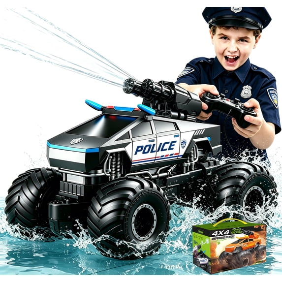 HNH 1:16 RC Waterproof Monster Truck, Amphibious RC Cars 4WD Remote Control Car Trucks, All Terrain Off-Road Pickup Cybertruck Toy for 6-15 Year Old Boys Girls Kids Gifts