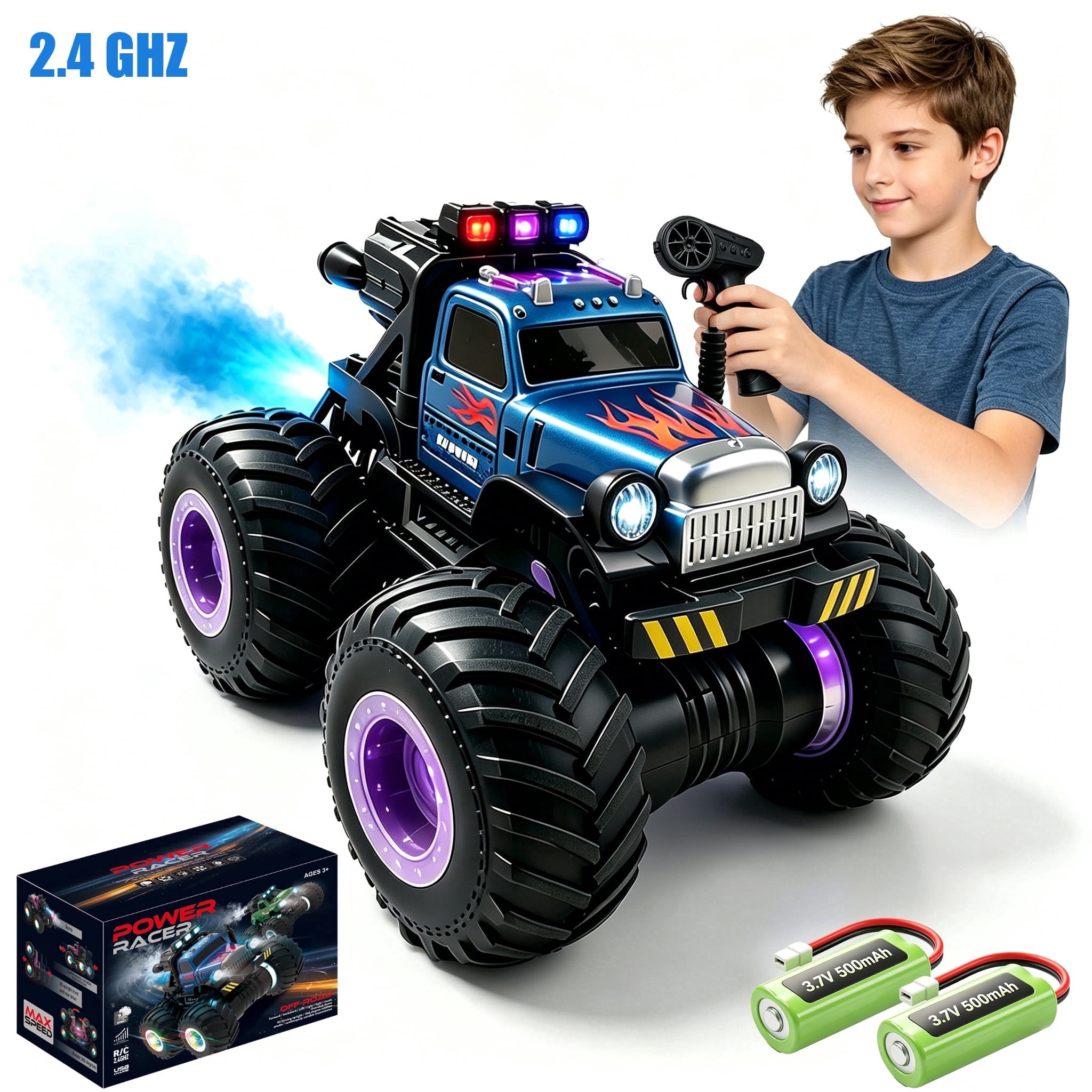 HNH RC Monster Trucks for Boys, Off Road Remote Control Car, RC Crawler Gift for Kids 3-12 Years-Blue